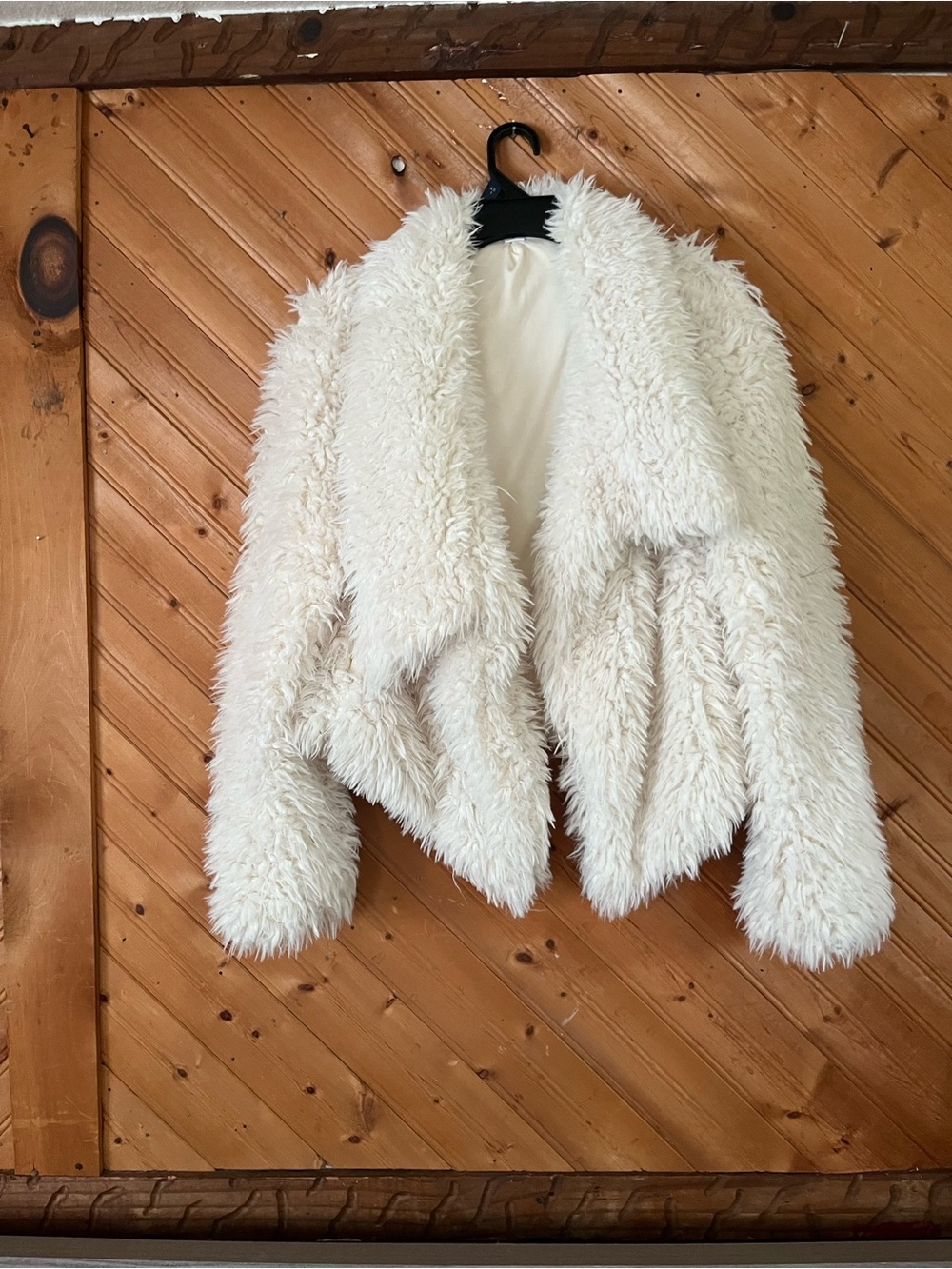 Women’s Cream Faux Fur Shag Coat